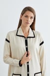 TARAZED MERSERİZE HIRKA BEJ-SİYAH