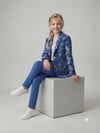 Anne Kız Kadın Kız Çocuk %100 Pamuk Çiçek Nakışlı Blazer CeketCeketHilal Akıncı Kids