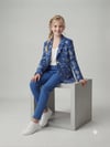 Anne Kız Kadın Kız Çocuk %100 Pamuk Çiçek Nakışlı Blazer CeketCeketHilal Akıncı Kids