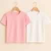 Basic Bisiklet Yaka Pembe-Beyaz 2'li T-shirtKız ÇocukHilal Akıncı Kids