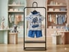 Erkek Çocuk Mavi Kapüşonlu Kral Köpek Model Kısa Kollu Sweatshirt Şort Zincirli Eşofman Takım B-113Alt-Üst TakımHilal Akıncı Kids