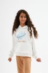 Hilal Akinci Kids Kız Çocuk Tasarım Baskılı Beyaz Sweatshirt İspanyol Paça  2'li TakımAlt-Üst TakımHilal Akıncı Kids
