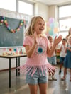 Kız Çocuk Bohem Tarz Göz Baskılı Saçak Deteylı Tişört Ve Kot Şort 2`li Takım Alt-Üst TakımHilal Akıncı Kids