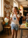 Kız Çocuk Bohem Tarz Göz Baskılı Saçak Deteylı Tişört Ve Kot Şort 2`li Takım Alt-Üst TakımHilal Akıncı Kids