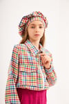 Kız Çocuk Chanel Kumaş Crop Ceket Geniş Paça Pantolon Şapka 3'lü TakımAlt - Üst TakımHilal Akıncı Kids