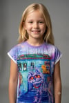 Kız Çocuk Desenli Oversize TişörtTişörtHilal Akıncı Kids