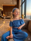 Kız Çocuk Düşük Omuz Beli ve Kolları Lastikli Bluz ve Pantalon 2`li TakımAlt-Üst TakımHilal Akıncı Kids