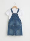 Kız Çocuk Eteği Saçaklı Denim Salopet ElbiseSalopetHilal Akıncı Kids