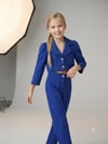 Kız Çocuk Gold Düğme Deaylı Süs Cepli Crop Ceket Geniş Paça Pantolon 2'li TakımAlt-Üst TakımHilal Akıncı Kids