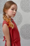 Kız Çocuk H'a Baskılı Bohem Kırmızı Lotus Kumaş ElbiseElbiseHilal Akıncı Kids