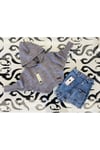 Kız Çocuk Kapüşonlu Triko Sweatshirt Asimetrik Kesim Kot Etek 2'li TakımAlt - Üst TakımHilal Akıncı Kids