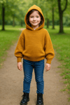 Kız Çocuk Kapüşonlu Triko Sweatshirt Kot Pantolon 2'li TakımAlt-Üst TakımHilal Akıncı Kids