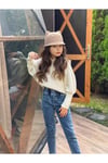 Kız Çocuk Kapüşonlu Triko Sweatshirt Kot Pantolon 2'li TakımAlt - Üst TakımHilal Akıncı Kids