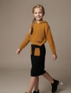 Kız Çocuk Kapüşonlu Triko Sweatshirt Renkli Cepli Etek 3'lü TakımAlt-Üst TakımHilal Akıncı Kids