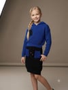 Kız Çocuk Kapüşonlu Triko Sweatshirt Renkli Cepli Etek 3'lü TakımAlt-Üst TakımHilal Akıncı Kids