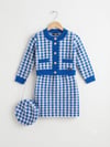 Kız Çocuk Kazayağı Model Crop Ceket Triko Etek Çanta 3'lü TakımAlt-Üst TakımHilal Akıncı Kids