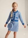 Kız Çocuk Kazayağı Model Crop Ceket Triko Etek Çanta 3'lü TakımAlt-Üst TakımHilal Akıncı Kids