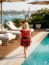 Kız Çocuk Kırmızı Payetli Kat Kat Tütü Etekli ve Madona Yaka Bluz 2`lİ TakımAlt-Üst TakımHilal Akıncı Kids