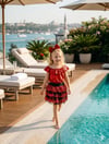 Kız Çocuk Kırmızı Payetli Kat Kat Tütü Etekli ve Madona Yaka Bluz 2`lİ TakımAlt-Üst TakımHilal Akıncı Kids