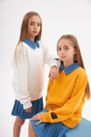Kız Çocuk Kot Yakalı Şardonlu Sweatshirt Piliseli Kot Etek 2'li TakımAlt - Üst TakımHilal Akıncı Kids