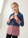 Kız Çocuk Kumaş Kombinli Saçaklı Jean CeketCeketHilal Akıncı Kids