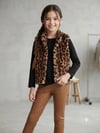Kız Çocuk Leopar Model Peluş Yelek Siyah Badi Içi Kadife Likralı Tayt Bel Çantası 4'lü TakımAlt-Üst TakımHilal Akıncı Kids