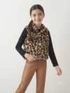 Kız Çocuk Leopar Model Peluş Yelek Siyah Badi Içi Kadife Likralı Tayt Bel Çantası 4'lü TakımAlt-Üst TakımHilal Akıncı Kids