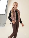 Kız Çocuk Leopar Model Peluş Yelek Siyah Badi Içi Kadife Likralı Tayt Bel Çantası 4'lü TakımAlt-Üst TakımHilal Akıncı Kids