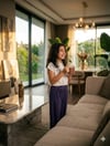 Kız Çocuk Nakış Detaylı Beyaz Gömlek Rahat Kalıp Bol Paça Pantolon 2'li TakımAlt-Üst TakımHilal Akıncı Kids