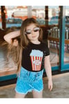 Kız Çocuk Pop Corn Baskılı Bluz Kot Etek Ikili TakımAlt-Üst TakımHilal Akıncı Kids