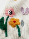 Kız Çocuk Renkli Düğmeli Floral Desenli Beyaz Triko Hırka Renkli Pantolon 2'li TakımAlt-Üst TakımHilal Akıncı Kids