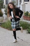 Kız Çocuk Siyah Ceket Beyaz Bluz Kareli Etek Boyunluk Çorap 5'li TakımAlt - Üst TakımHilal Akıncı Kids