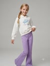 Kız Çocuk Tasarım Baskılı Beyaz Sweatshirt İspanyol Paça  2'li TakımAlt-Üst TakımHilal Akıncı Kids