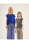 Kız Çocuk Triko Süveter Beyaz Gömlek Kazayağı Model Pantolon 3'lü TakımAlt - Üst TakımHilal Akıncı Kids
