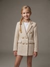 Kız Çocuk Tüvit Kumaş Gold Düğmeli Blazer CeketCeketHilal Akıncı Kids