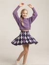 Kız Çocuk Yarasa Kol Triko Kazak Baklava Desenli Etek 2'li TakımAlt-Üst TakımHilal Akıncı Kids