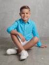 Kız Erkek Kombin Renkli Gömlek Beyaz Şort 2'li TakımAlt-Üst TakımHilal Akıncı Kids