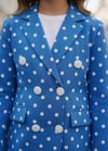Puantiyeli Blazer Ceket ve Beyaz Şort TakımKız ÇocukHilal Akıncı Kids