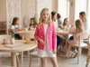 Puantiyeli Blazer Ceket ve Beyaz Şort TakımKız ÇocukHilal Akıncı Kids