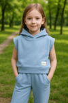 Scuba Kapüşonlu Kısa Kollu Sweatshirt ve PantolonKız ÇocukHilal Akıncı Kids