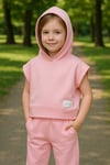 Scuba Kapüşonlu Kısa Kollu Sweatshirt ve PantolonKız ÇocukHilal Akıncı Kids