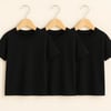 Unisex Basic Bisiklet Yaka Siyah 3'lü T-shirtKız ÇocukHilal Akıncı Kids