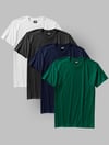 4'lü Siyah-Beyaz-Lacivert-Yeşil Renk Basic T-Shirt
