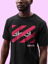 Block Fashion Siyah T-Shirt Pembe Baskı