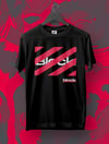 Block Fashion Siyah T-Shirt Pembe Baskı