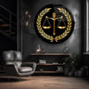 Adalet Terazisi Yuvarlak Cam Tablo-Glass Art Concept