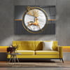 Altın Geyik Yatay Cam Tablo-Glass Art Concept