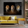 Aslan Kaplan Leopar Yatay Cam Tablo-Glass Art Concept
