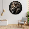 Aslan Kral Yuvarlak Cam Tablo-Glass Art Concept
