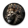 Aslan Kral Yuvarlak Cam Tablo-Glass Art Concept